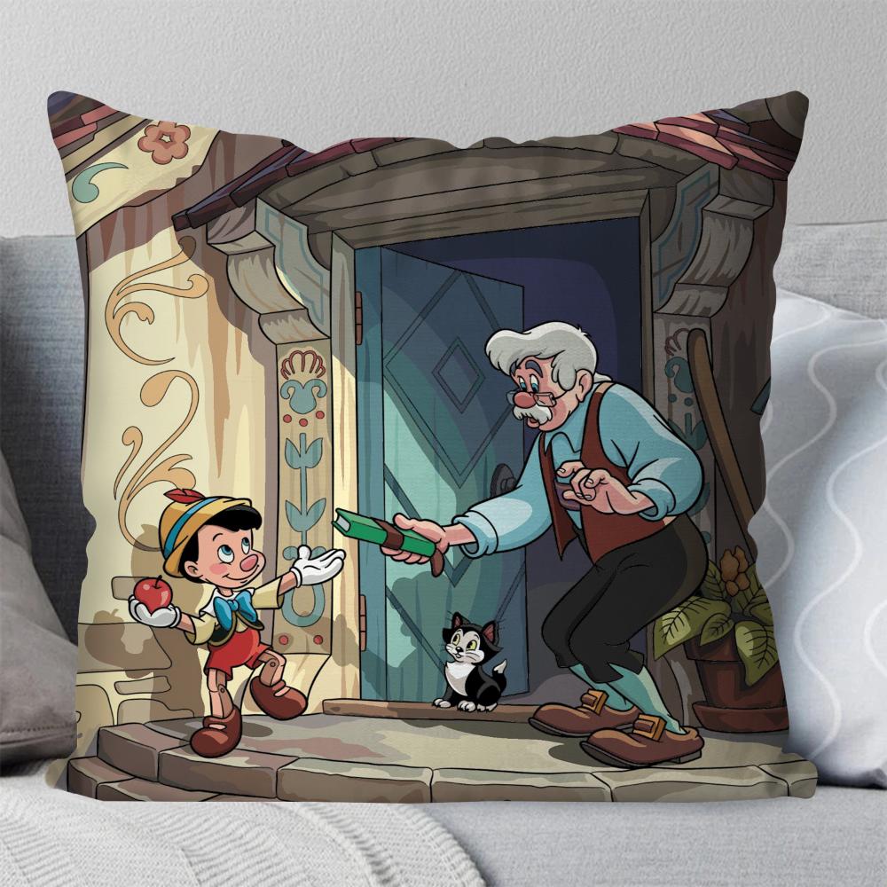 Classic Fairy Tale P-Pinocchio Animation Pillow Case Square Pillow Bedroom Sofa Leisure Comfort LivingRoom Home Decoration 40X40