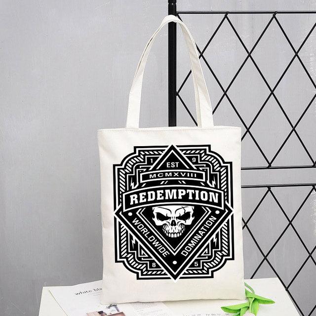 Custom Name Punk Print Ladies Gift Designer Handbags Shopping Beach Bag Woman Shopper Folding Canvas Tote Travel Shoulder Bags