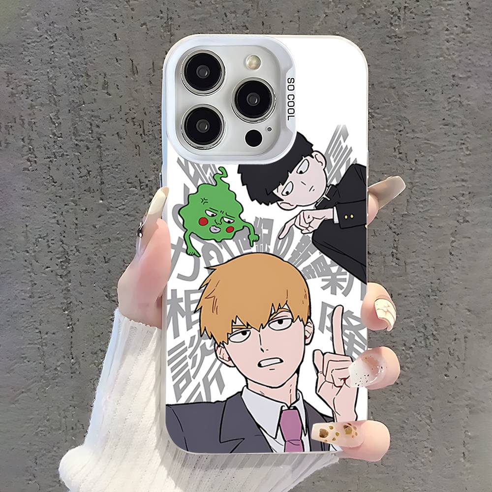 Mob P-Psycho 100 Phone Case For iPhone 17,16,15,14,13,12,11,Pro,XS,Max,Plus,Mini,SE White Candy Matte Shockproof Cover