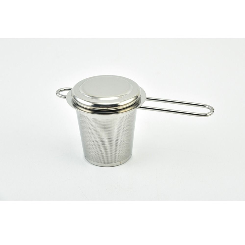 Reusable Stainless Steel Tea Strainer with Lid Loose Tea Infuser Basket Spice Filter  Kitchen