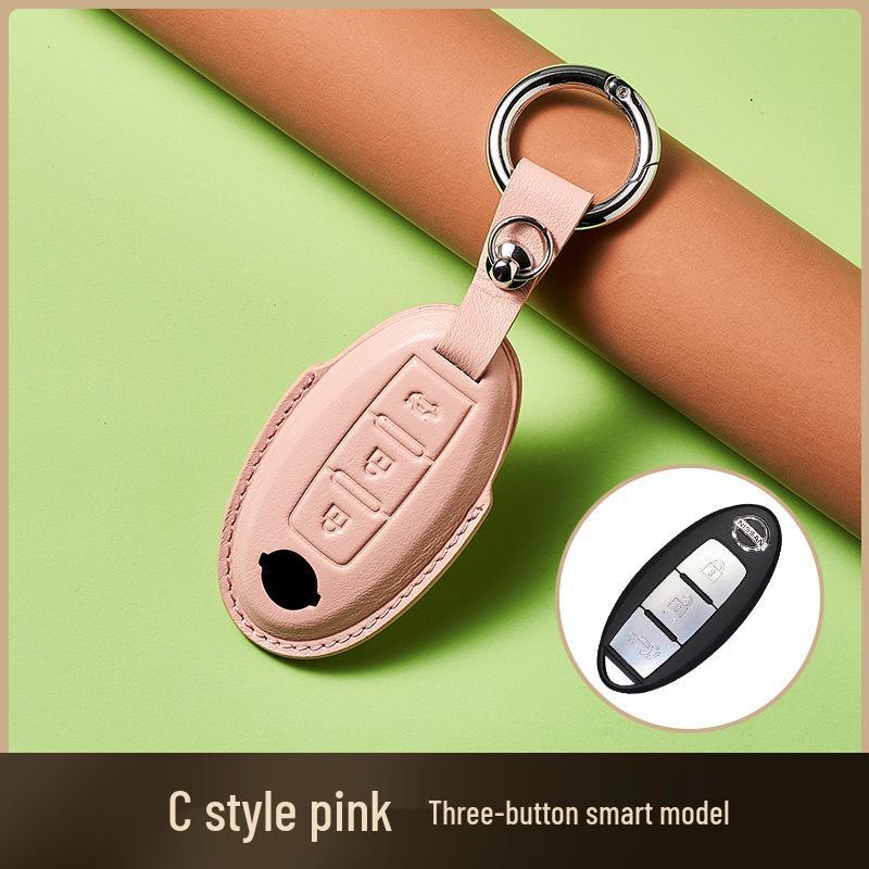 Skórzany Etui na Klucze ze Skóry Wyprawianej Roślinnie dla Nowego Kluczyka Samochodowego Sylphy Murano, Ręcznie Robiony Wzór Klamry dla Mężczyzn