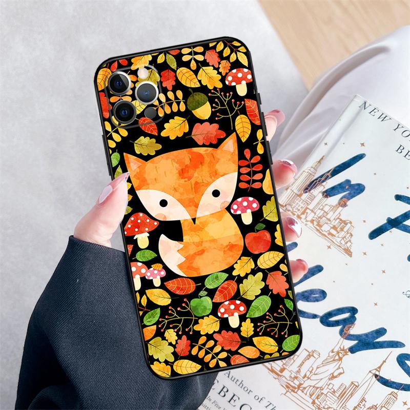 Herbstlaub Fallender Fuchs Handyhülle Für iPhone 14 15 16 Pro Max 12 13 Mini 11 Pro Max XR 15 16 Plus 16e Hülle Coque