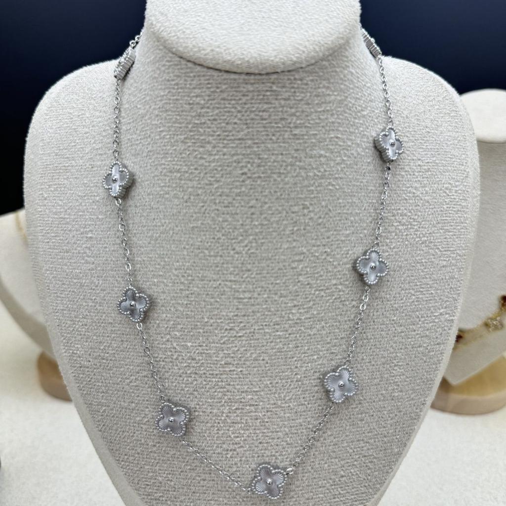 New Arrival10 Flower Four-leaf Clover Necklace Casualfashioneleganteasiest for Match Titanium Steel Necklace