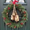 Set of 3 Large Rustic Iron Hanging Bells for Farmhouse Decor Cow Bell 2.5", 4.5", 5.5", Vintage Gold Christmas Ornaments with Jute Rope for Crafts