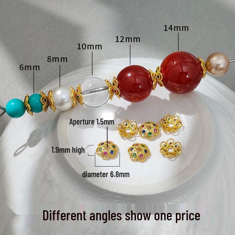 925 Silver-Plated 24K Gold Flower Bead Holder for DIY Bracelet/Necklace Spacer Beads