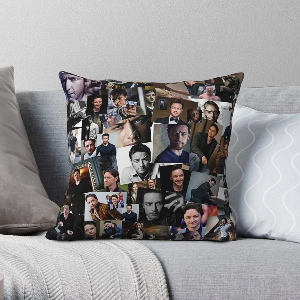 James Mcavoy Collage Square Pillowcase Polyester Linen Velvet Creative Zip Decorative Pillow Case Bed Cushion Cover x