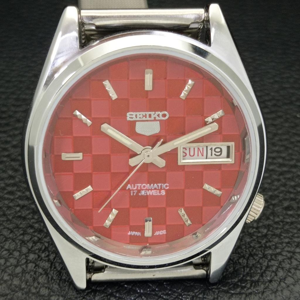 AUTOMATIC VINTAGE REFURBISHED SEIKO 5 JAPAN MENS RED COLOR DIAL WATCH a440409-4 Sk-a440409