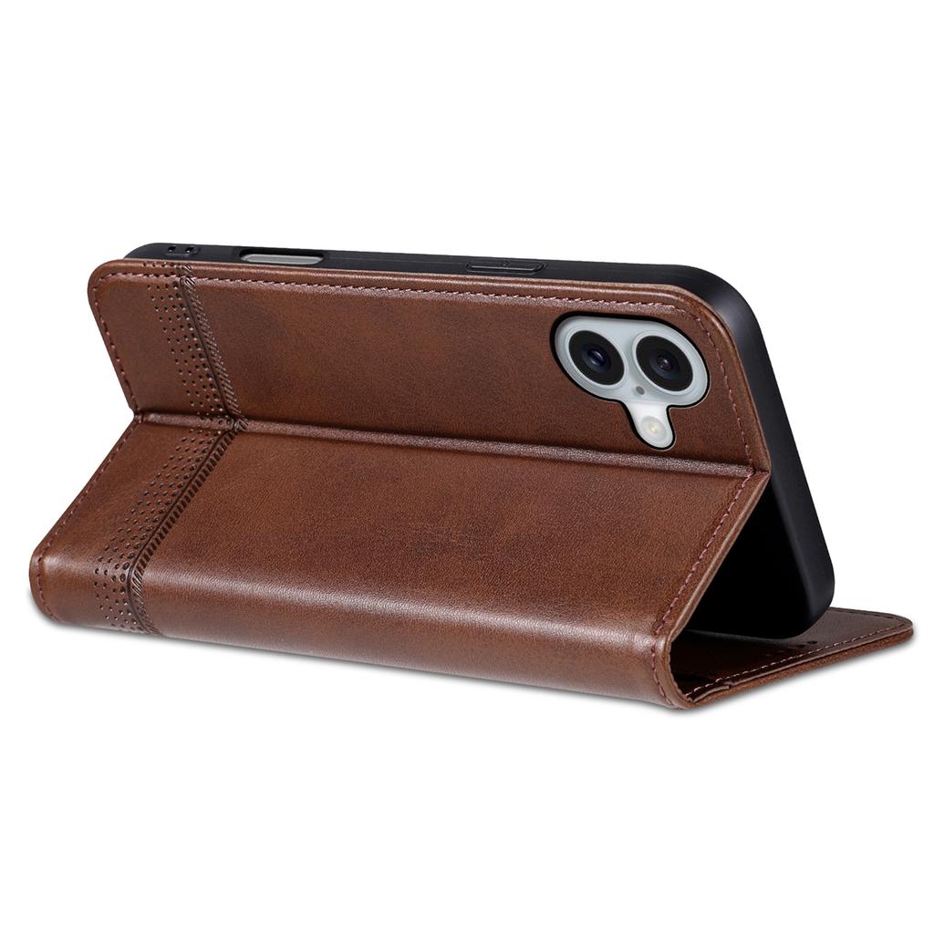 AZNS Für iPhone 16 Hülle Rindsleder Textur PU Leder Brieftasche Handyhülle