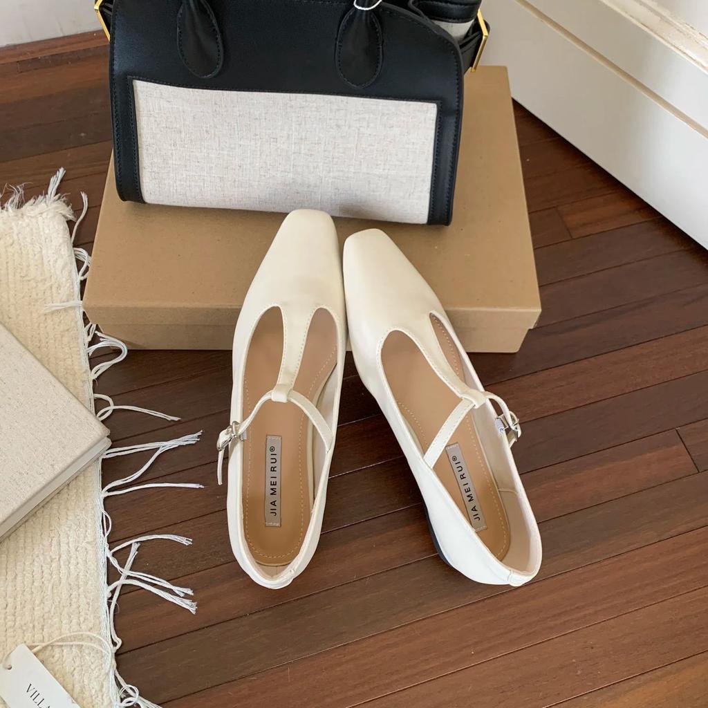 Fashion Bailamos Brand Vintage Square Toe Women Flats Outside Buckle Loafers Zapatos Mujer Elegant Dress Shoes Fashion Slip On Casual Sh