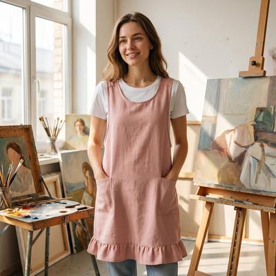 With Pocket Kitchen Apron Stain-Resistant Cleaning Apron Work Clothes Sleeveless Apron  Restaurant