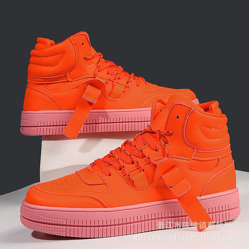 Chaussures pour Homme en Viscose Talon Plat Bout Rond Quotidien Cuir Givré Rose Hautes