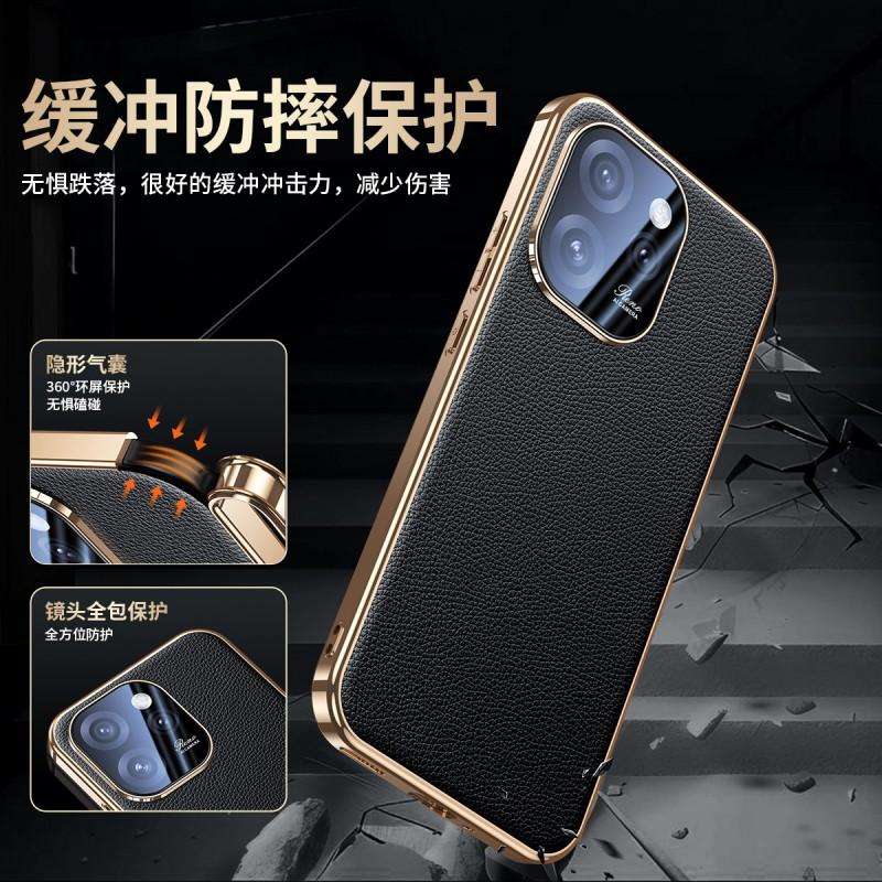 Full Coverage Leather Phone Case OPPO Reno15 Pro 15 14 Electroplated Litchi Texture Shockproof
