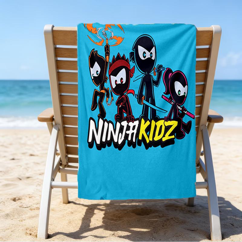 Ultra-Soft Beach Towel with Ninja Kidz Theme,Ideal for Pool - Camping, Diving - Perfect Travel Essential, Vibrant Beach Towel.