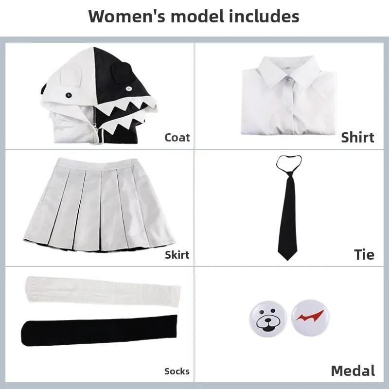 Game Danganronpaa Cosplay Costume Monokuma Black White Bear Suits for Men Women Stage Performance Halloween Carnival Party