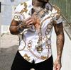 Pánské košile Krátké Luxusní košile s límečkem Lapel Prom Vysoce kvalitní topy Pánské oblečení Slim Fit Tričko 5xl Barokní potisk Volná trička