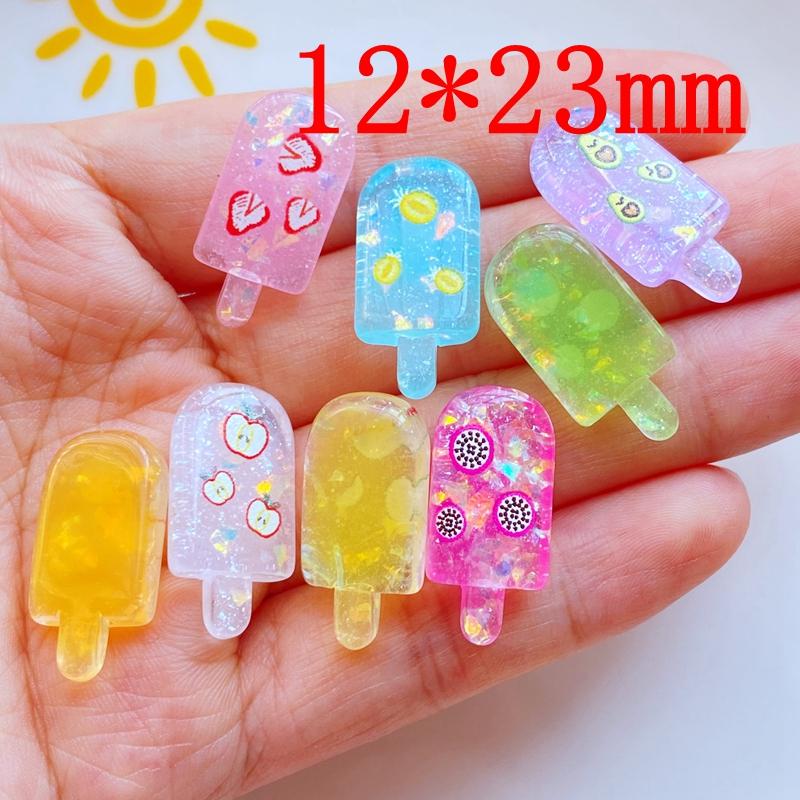 10Pcs New Kawaii Cute Mini Popsicle Flat Back Resin Cabochons Scrapbooking DIY Jewelry Craft Decoration Accessorie