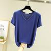 Women's Short-Sleeve Modal V-Neck White Ice Silk Loose T-Shirt