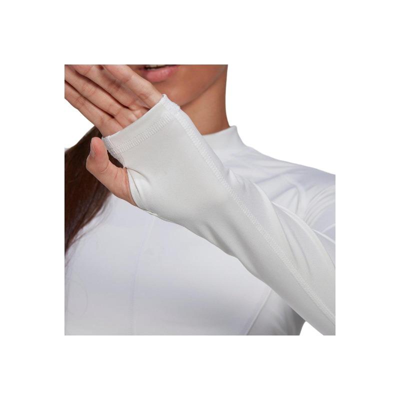 adidas Camiseta Casual de Manga Larga de Color Sólido para Mujer Tops Blanco HI6034