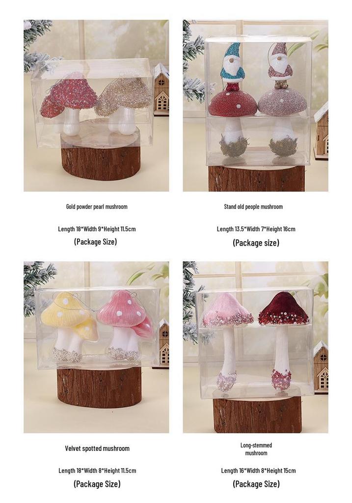 Christmas Mushroom Pendant Desktop Decoration Ornament for Tree Hanging