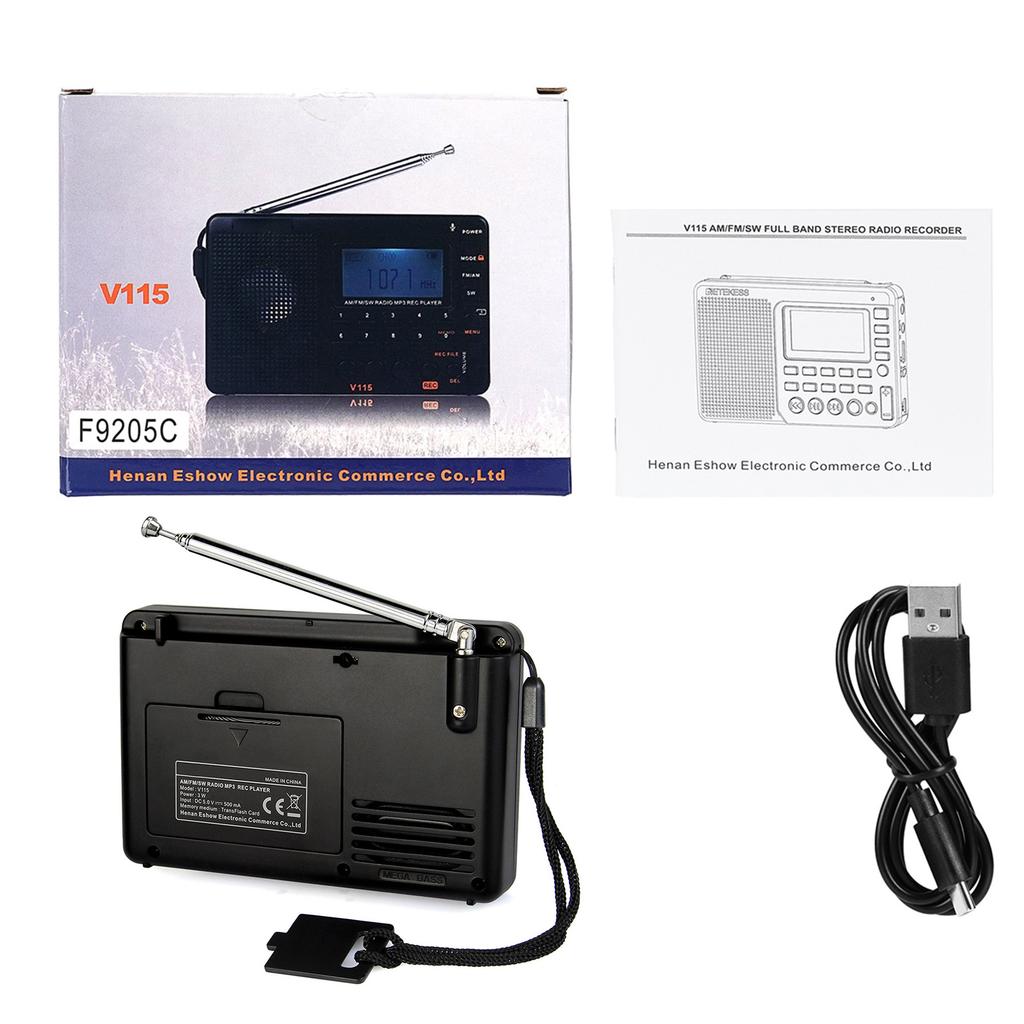 Compact V115 Radio with Built in Speaker All Band Radio Recorder Pocket Radio Perfect for Students & Journalists Durable
