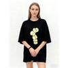 Oversized T Shirt Black Apple Slices Print Casual Everyday Wear