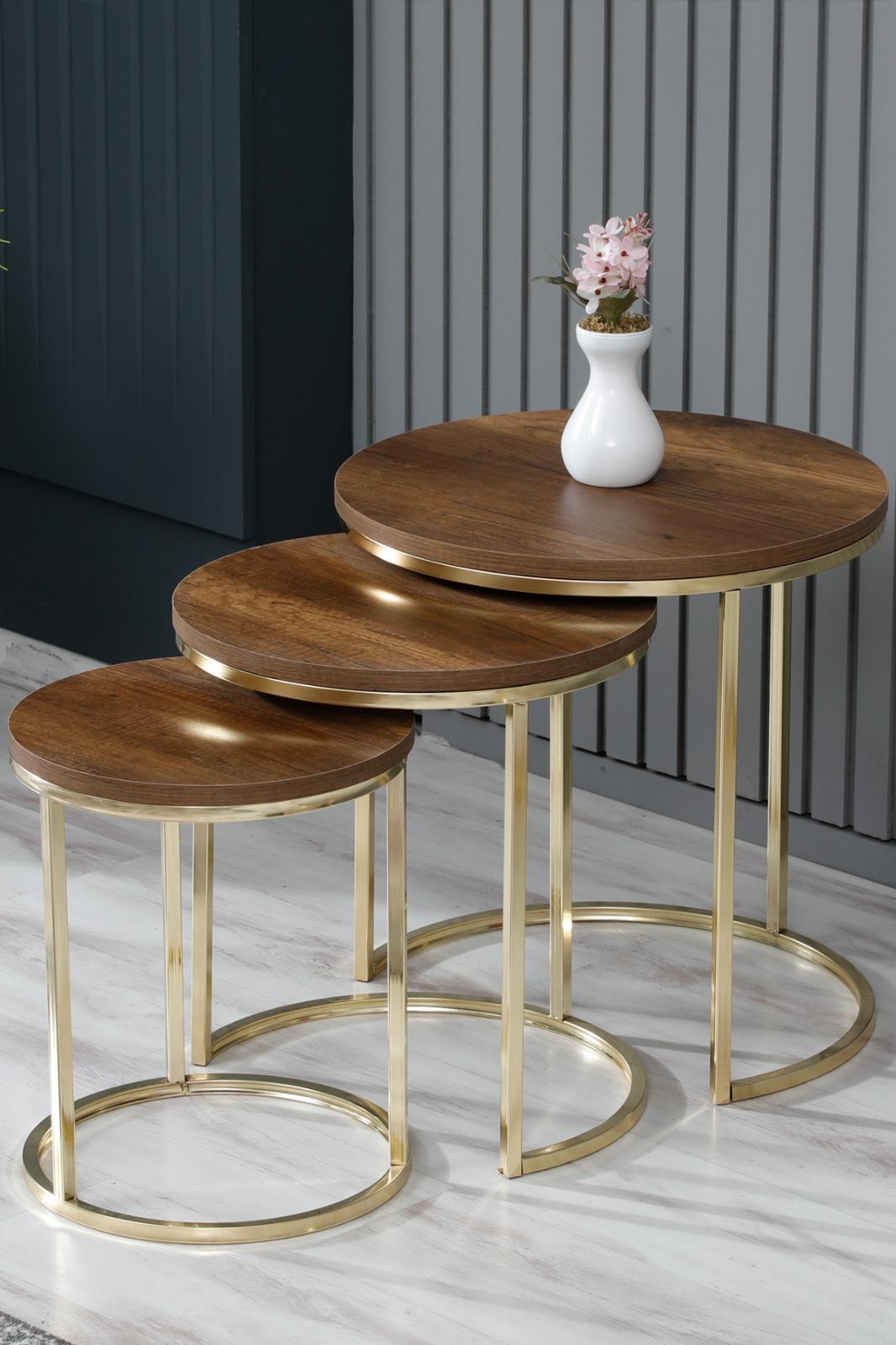 

EPeddler Home Ecol Gold Металлический журнальный столик с деревянной столешницей