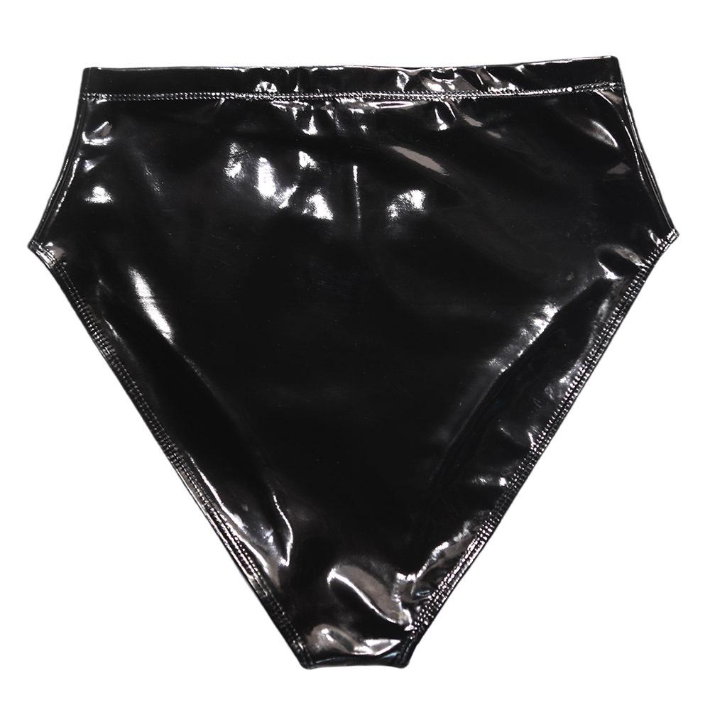 Sexy Damen Hohe Taille Heiße Shorts Latex PVC Glänzend Mikro-Tanga Slips Erotische Dessous Glatte Tangas Bühnentanz Hausmädchen Kleidung