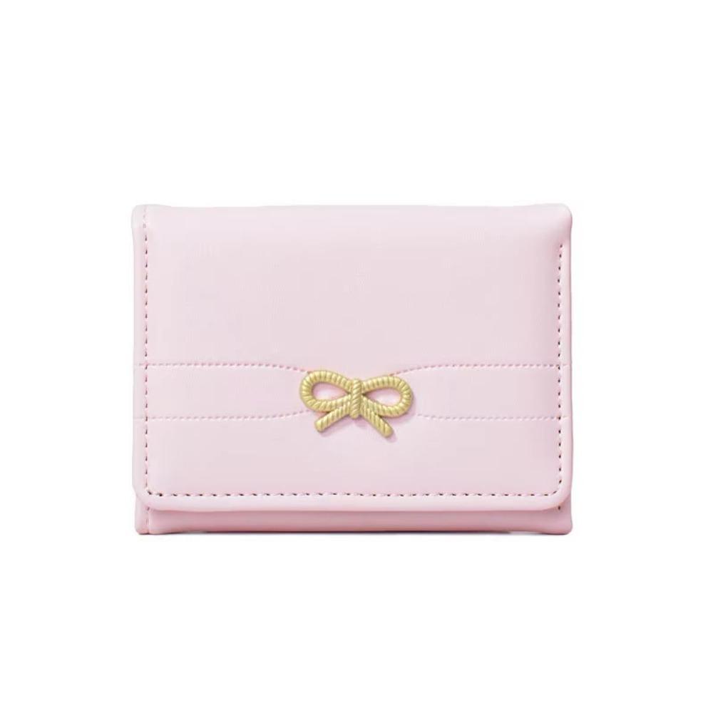 

Bow Student Simplicity Wallet Solid Color Portable Card Holder Card Organizer Female Lady Girl