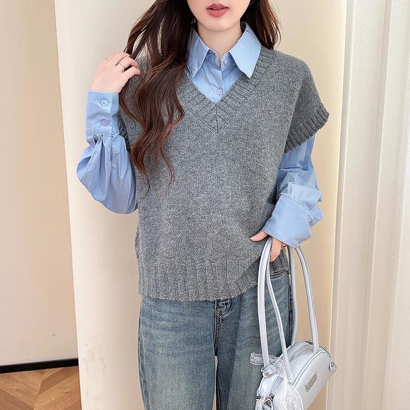 TonLion Women's Simple V-Neck Pullover Vest