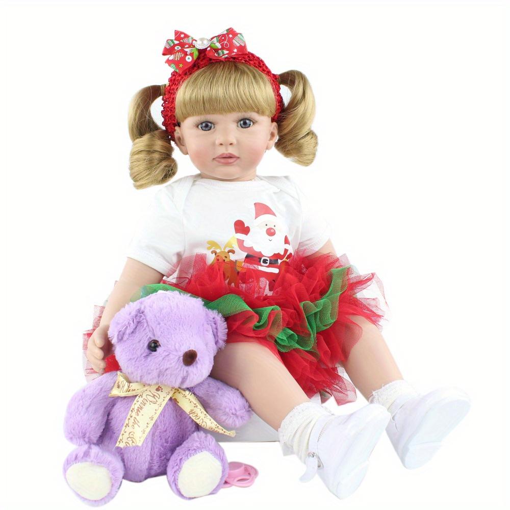 BZDOLL 60cm Reborn Baby Doll Soft Vinyl Princess Toddler Girl Toys 24inch Lovely Bebe Dolls with Christmas Dress Nice Gifts for Girls and Children