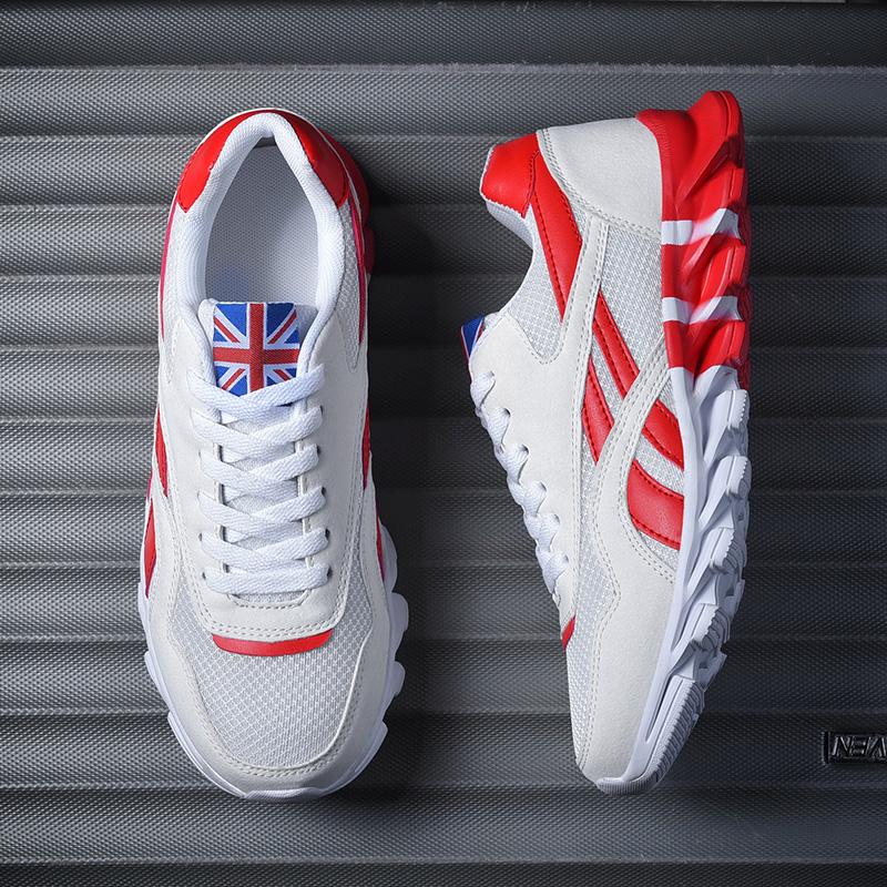 

Мужские и женские повседневные модные студенческие удобные кроссовки для мальчиков и девочек, унисекс для пар, трендовая дышащая спортивная обувь на мягкой подошве 46 красный/белый