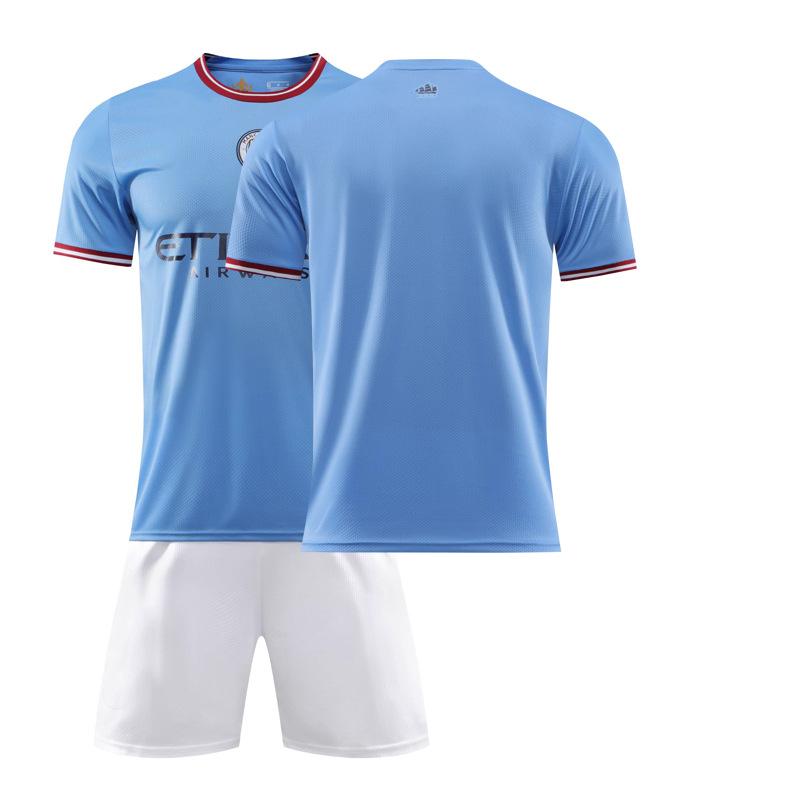 2223 Manchester City home football jersey set No. 17 De Bruyne 9 Harland 47 Foden 7 Sterling jersey 3XL