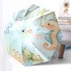 Underwater Friends Automatic Opening/Closing Umbrella - Portable Tri-Fold Design with 8-Bone Iron Frame, Perfect for Outdoor Use, Festive Gi