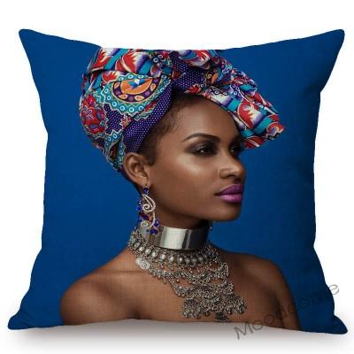 Fashion Magazine Cover Africa Girl Woman Black Beauty Headscarf Decorative Sofa Pillow Case Linen Home Decoration Cushion Cover