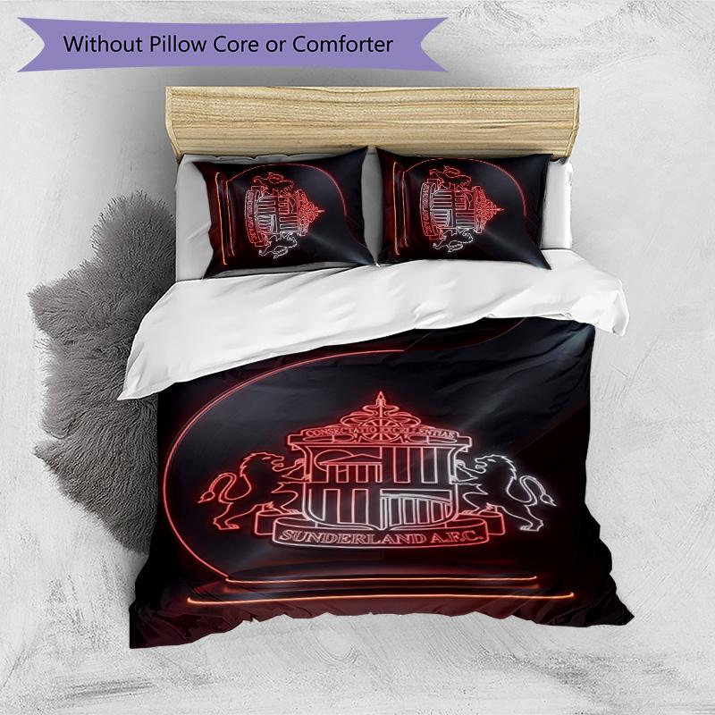 Juego de Ropa de Cama Estampado del Sunderland Football de 3 Piezas, Cómodo y Amigable con la Piel Juego de Funda Nórdica para Dormitorio