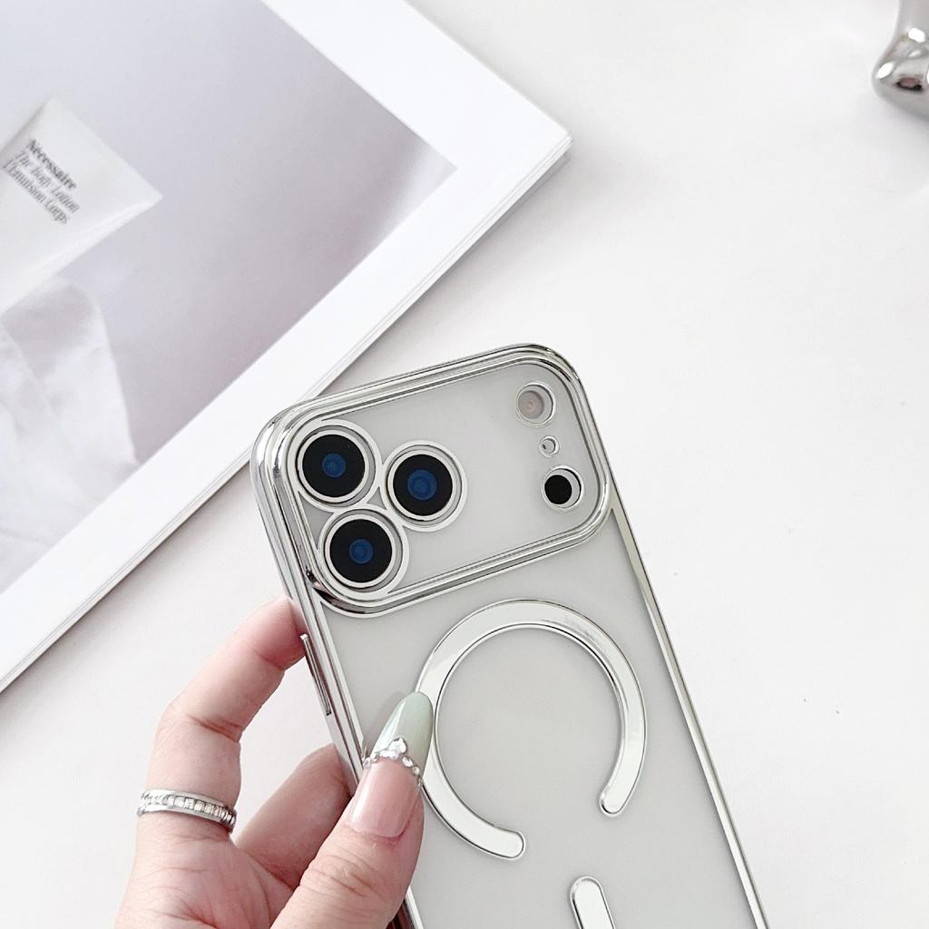 For iPhone 17 Pro Case Compatible with MagSafe Electroplating TPU Phone Cover with Long Lanyard