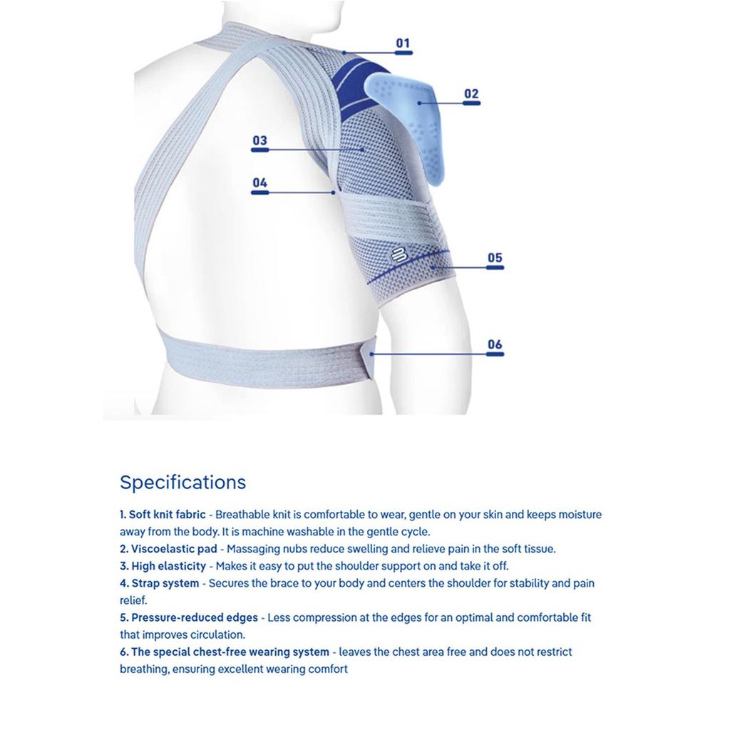 BAUERFEIND OmoTrain Shoulder Made in General Medical Unique Strap System for Enhanced Mobility and Reduced Stress Support, Germany, Device, (Titanium,