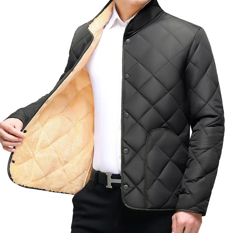 Men's Winter Clothing Thick Short Warm Jacket, Gentlemen's Slim Fit Plus Size Straight Hem Jacket