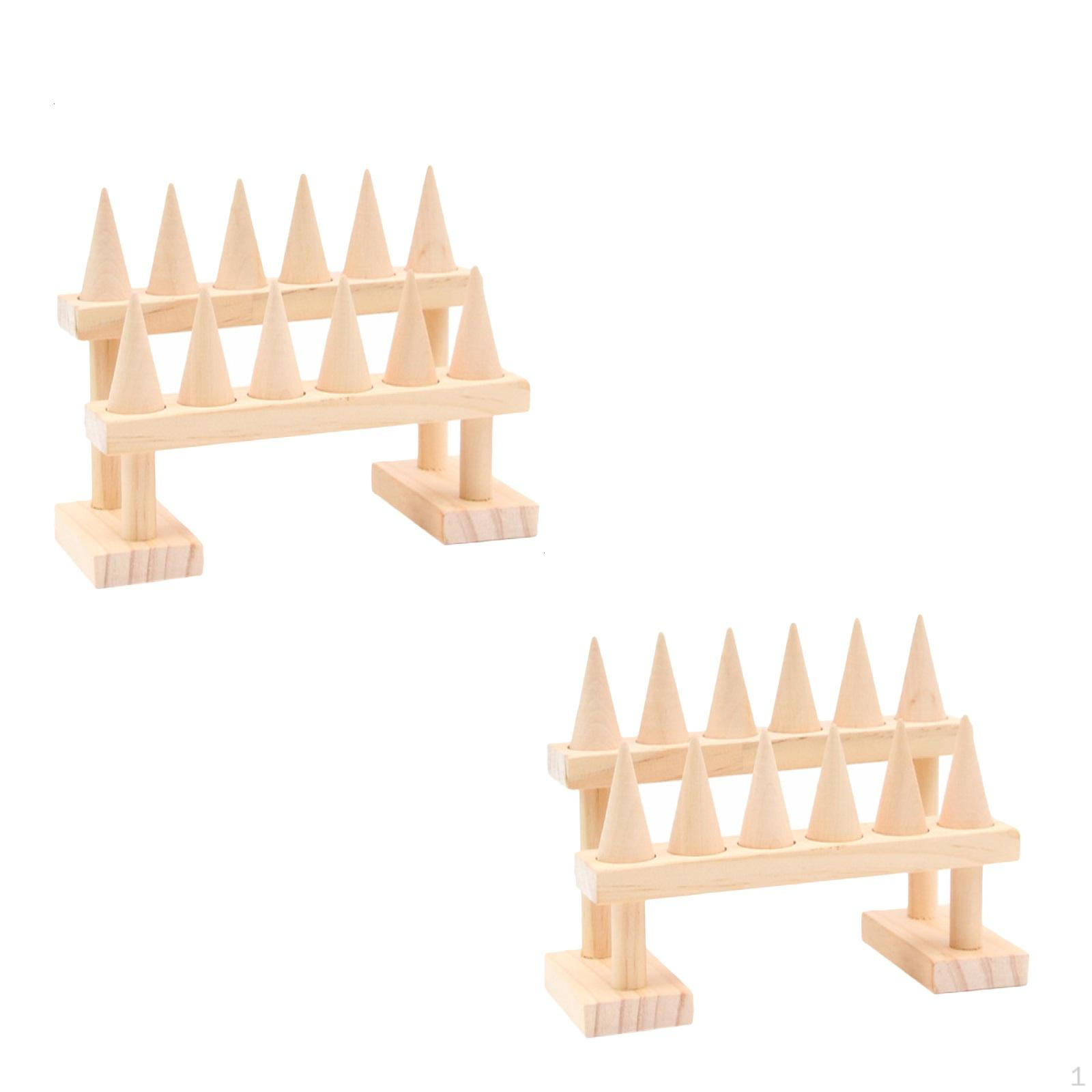 

2 Wooden Cone Shaped Display Cases for Storage of