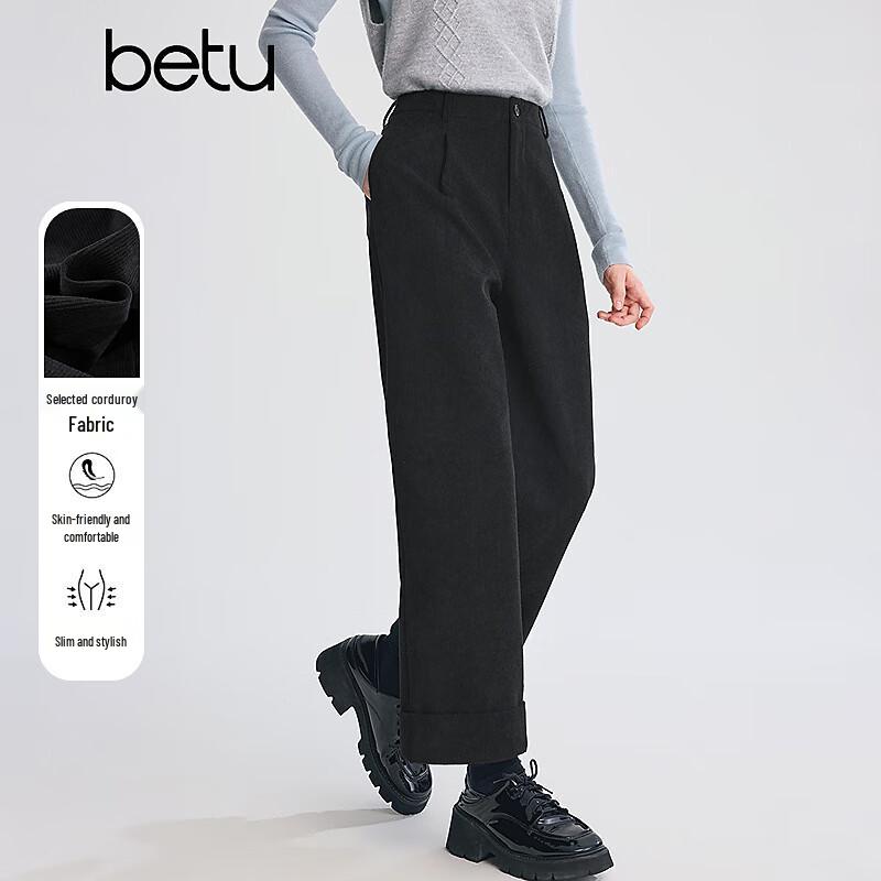 

Betu Women s 2025 Winter Corduroy Cropped Straight-Leg Trousers M