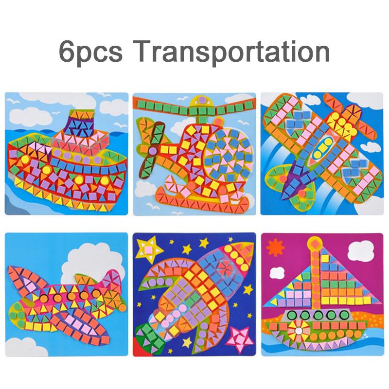 6 шт./лот Дитячі 3D EVA Липкі Мозаїки Пазл DIY Пінопластовий Ручний Робота DIY Мистецтво Мультяшний Малюнок Креативні Навчальні Іграшки для Дітей TMZ