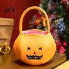 Kindergarten Party Supplies Halloween Pumpkin Candy Bags for Kids, Reusable Trick or Treat Holiday Carriers Bucket, Cute Handbag with Handle