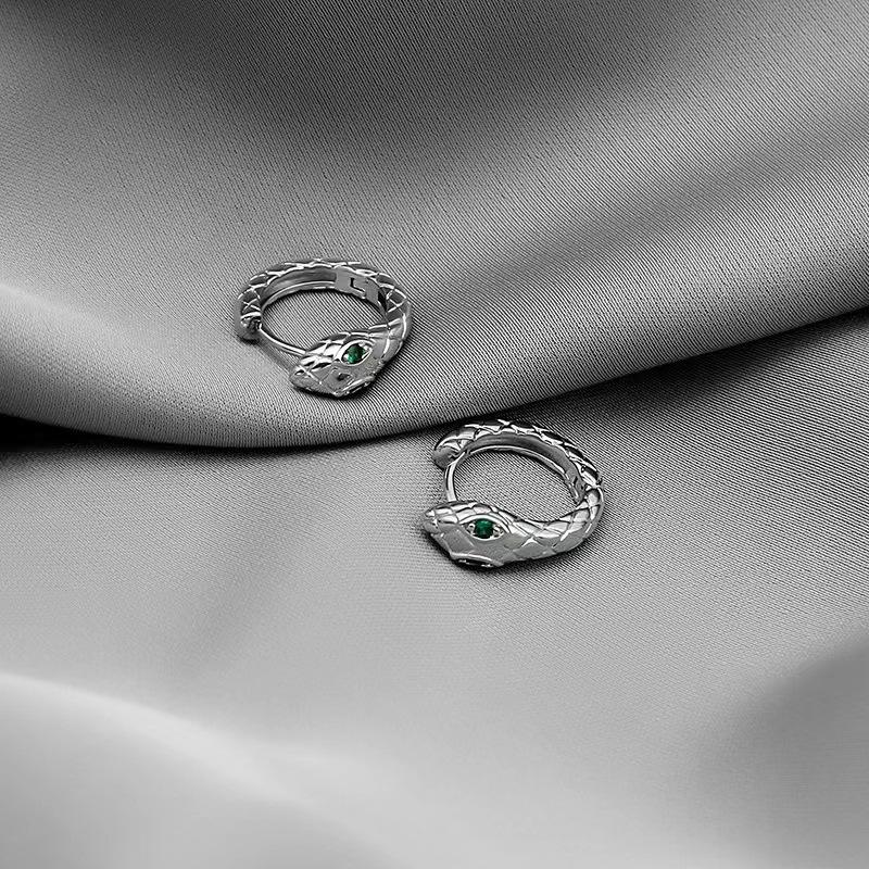 Super Sa Temperament Snake Ear Buckle Diamond-Set Personality Trendy Cool Style Girl Simple Personality Earrings