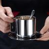 Kaffeetassenset aus 304 Edelstahl mit Untertasse und Löffel, 180 ml
