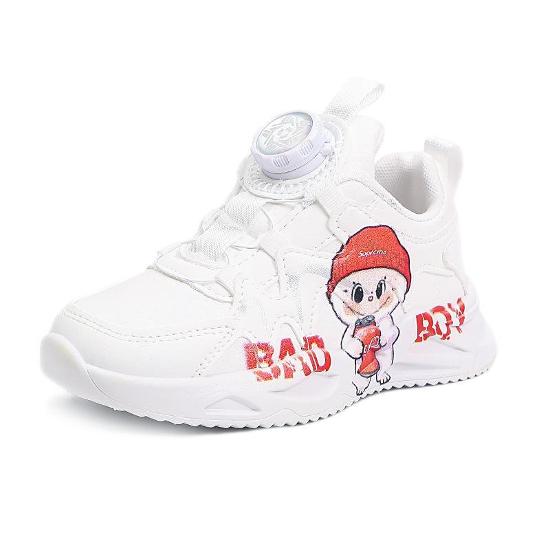 

Кожаные детские маленькие белые туфли, кожаные водонепроницаемые 2025 осень новые спортивные туфли для девочек, кроссовки для начальной школы 30 красный