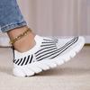 Ladies Knitted Walking Shoes Breathable Mesh Women's Flats Jogging Casual Sports Shoes Lightweight Slip-on Loafers
