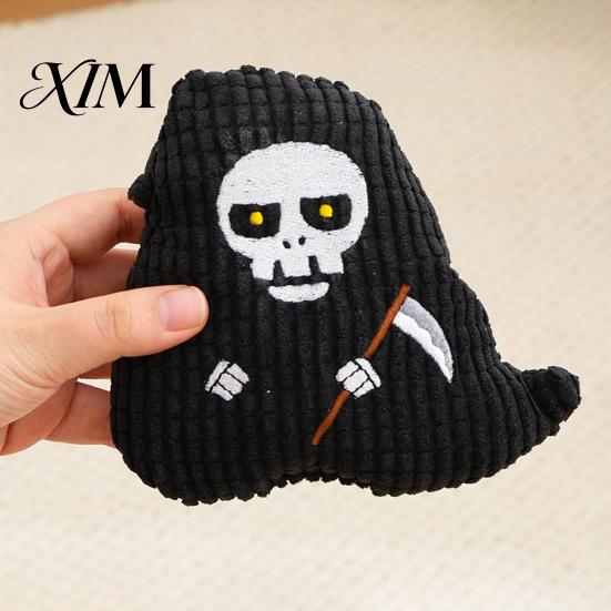 Pumpkin Ghost Halloween Pet Gifts Dog Squeaky Chew Toy, Funny Grim Reaper Spider Soft Fabric Toys for Puppy Teething Plush Stuffed Toy Small, Medium,