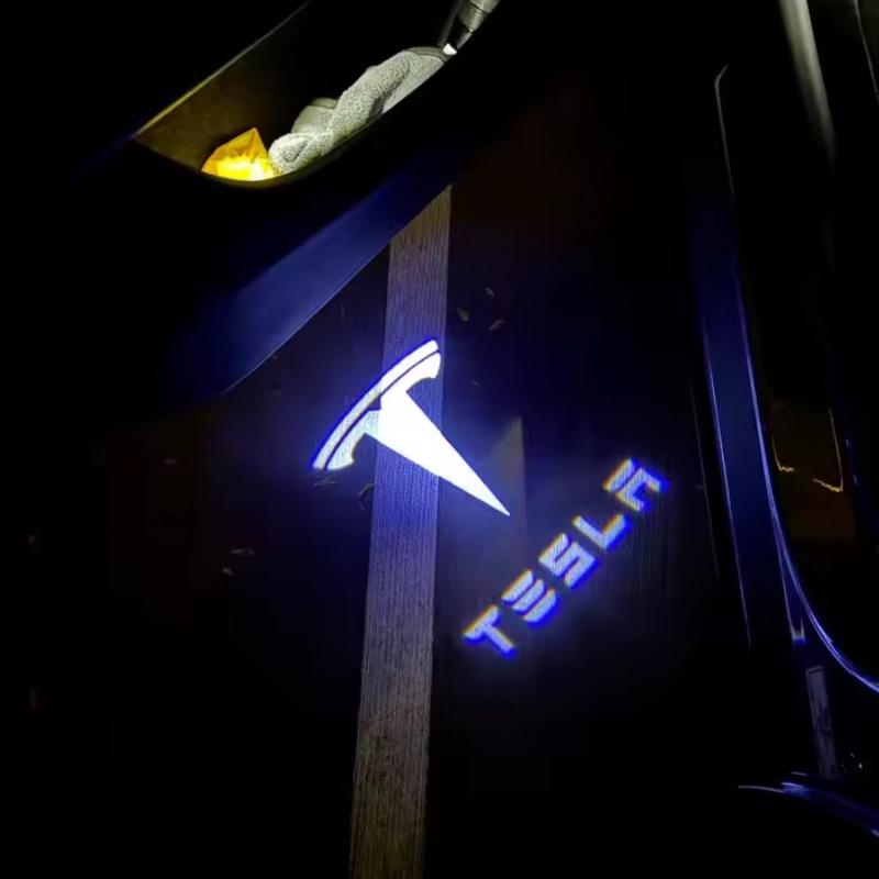 2PCS For Tesla Model 3 Y X S LED Car Door Welcome Light Logo Ghost Shadow Courtesy Projector Lamps