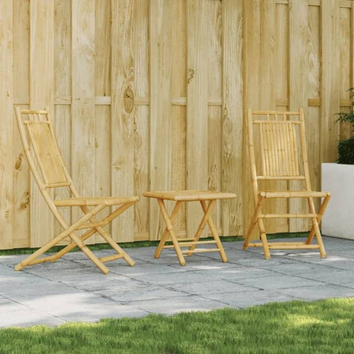 VidaXL 3-piece Bamboo Bistro Set, Garden Bistro Set, Balcony Set, Outdoor Furniture Set 3278522