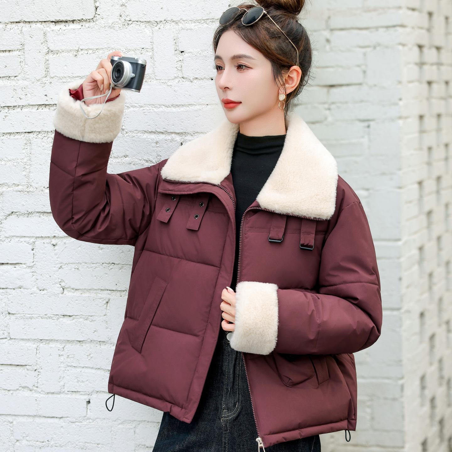

Lambswool Lapels Design Sense Winter New Korean Short Cotton-padded Jacket. M